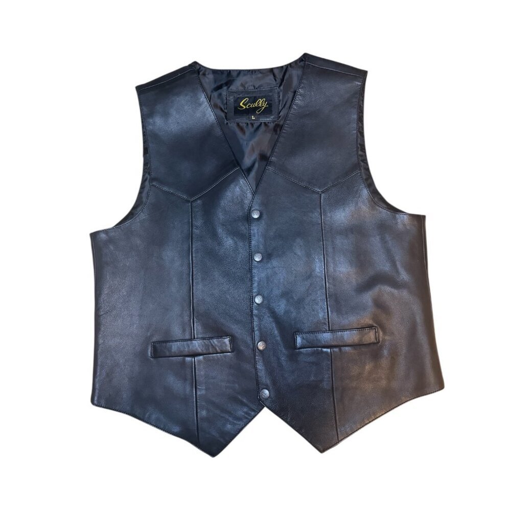 Scully men's black leather vest size large